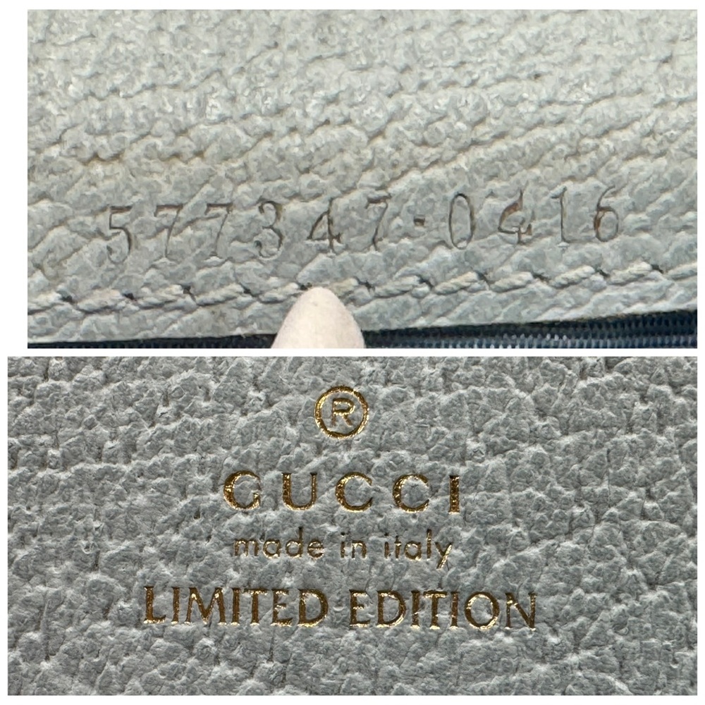 GUCCI Flora GG Marmont Fold Wallet Limited Edition Light Blue Leather Canvas - Picture 5 of 8